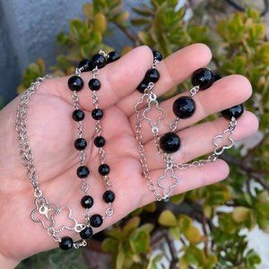 925 sterling silver onyx crystal gemstone necklace